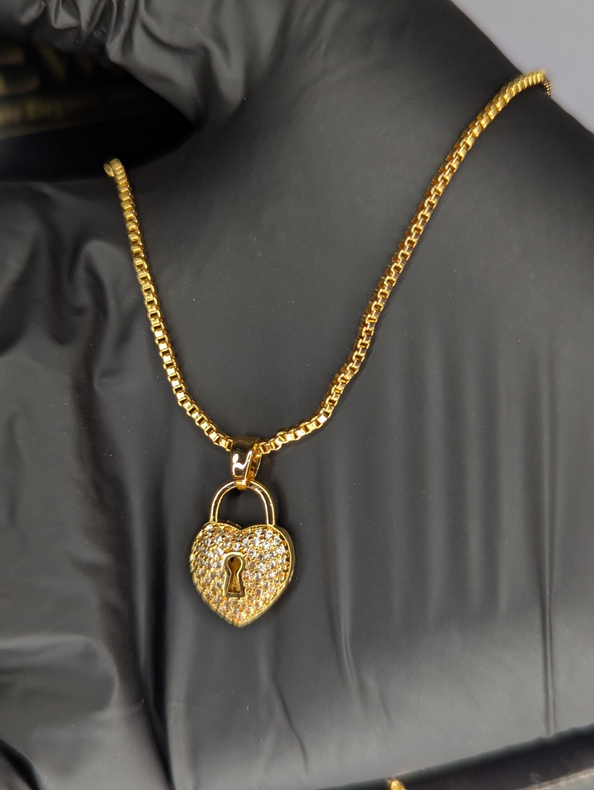Golden Heart Lock Necklace