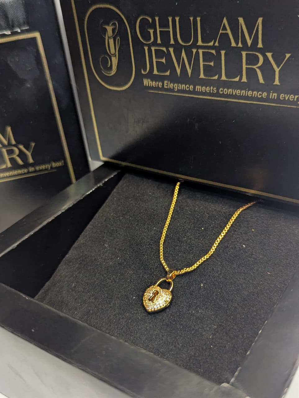 Golden Heart Lock Necklace