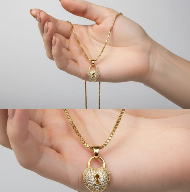 Golden Heart Lock Necklace