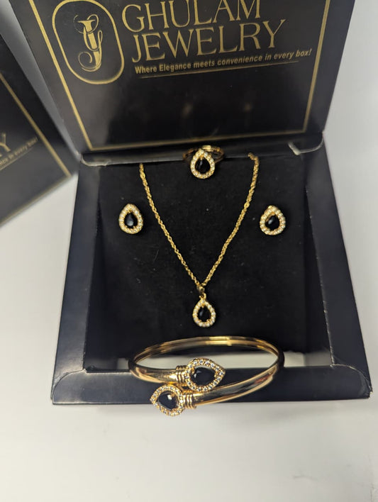 Black Pearl Jewelry Set Necklace+Earing+Ring+Bracelate