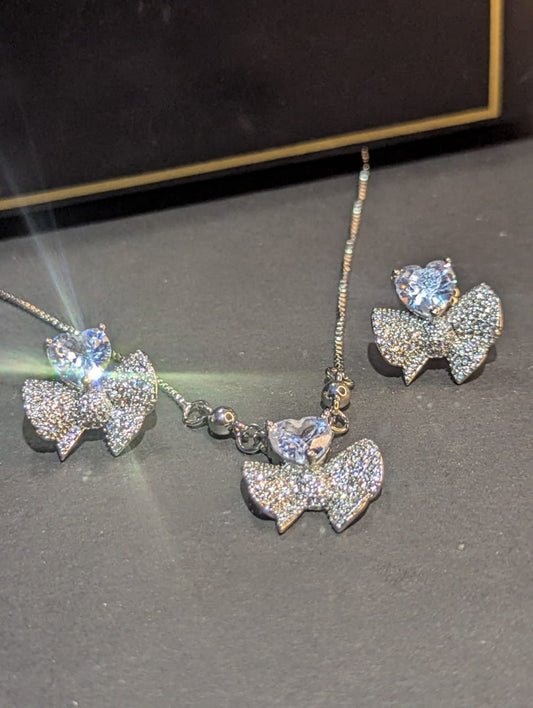 Crystal Ribbon Bracelets+Earing